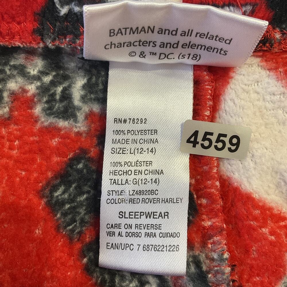 DC Comics Women Sleepwear L (12-14) Red Pajama Pants Graphic Fleece 29” Batman - Picture 3 of 8